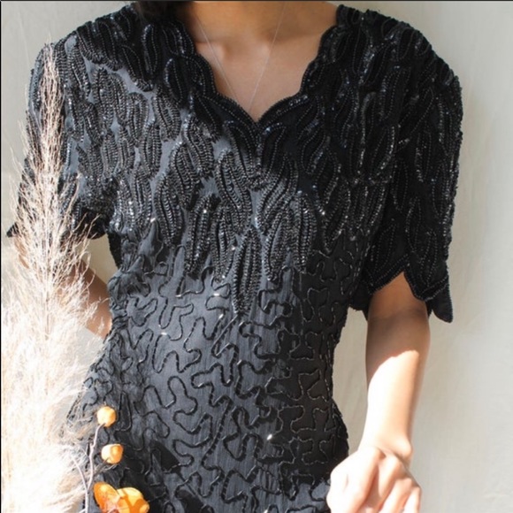 •Vintage Silk Beaded Dress• - Picture 3 of 3